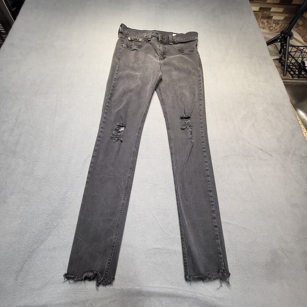 Rag & Bone‎ Jeans Womens 32 Black Skinny Jegging Distressed Stretch Denim